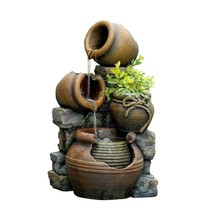 2-in-1 Outdoor Polyresin 15-Gallon Pouring Pots Water Fountain Planter - $5,021.81 MXN