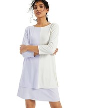 Alfani Womens Small Lightest Lilac Colorblocked Boat Neck Tunic Top NWD BF46 - £11.57 GBP