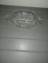 Vintage Crystal Divided Oval Pickle / Olive Dish Clear Handles - $20.00