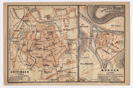 1904 Antique Map Of Münden Munden Göttingen Gottingen / Lower Saxony / Germany - £16.94 GBP