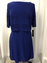 Tahari Women&#39;s Dress Victor-B Cobalt Blue Lined Stretch Size 14 NWT $128 - $49.50