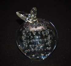 Vintage Studio Art Glass Paperweight Hand Made Crystal Peach Controlled Bubbles - £19.45 GBP