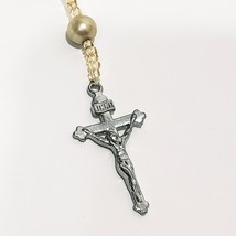 Rosary Necklace Crucifix Cross Cream Beads 20&quot; Religious Crucifix Cross - £12.58 GBP