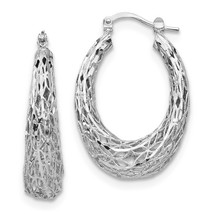 Sterling Silver Diamond Cut Oval Hoop Earrings - £127.81 GBP