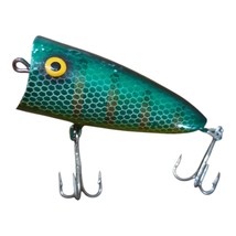 Vintage Unbranded Wood Lure Multicolor Yellow Eyes Top water Popper  - $9.43 CAD