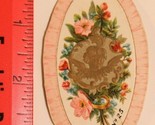 Victorian Trade Card Round Bouquet Of Flowers Pink Red Blue - $4.94
