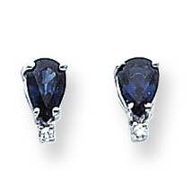 14K White Gold Pear Sapphire Diamond Earrings Jewelry - £235.69 GBP