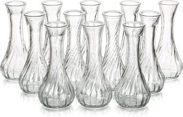 Glass Bud Vase Set Of 12 - Hewory Small Vases For Flowers,, Table Centerpiece - £35.54 GBP