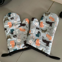 Cute Cat Pattern Cotton Oven Gloves Heat Resistant Mitts for Cooking &amp; B... - $229.19 MXN