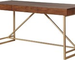 Benjara Benzara Wooden Writing Desk with Metal Legs, Brown and Gold - $948.99