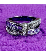 Bow Ring Amethyst and Diamond Color Zircon Sizes 5 6 7 &amp; 8 Fashion Jewelry - £11.98 GBP