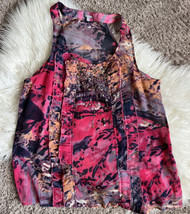 Charlotte Russe Floral Sleeveless Knit Beaded Top Pink Black XL - £10.10 GBP