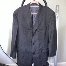 Neiman Marcus Men&#39;s 43L Gray Blue Striped Tweed Blazer, Vintage Wool Coat - $41.07 CAD