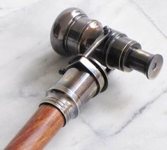 WAVE NAUTICAL Brass Walking Cane Vintage Walking Stick Folding Telescope Wooden  - £36.26 GBP