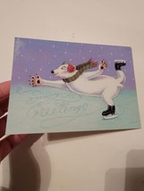 Holiday Greeting Card Vintage Christmas Season Greetings Happy New Year Polar - £12.46 GBP