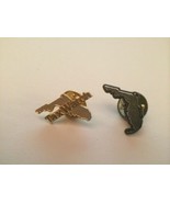 Lot of 2 Vintage Florida TAX WATCH metal gold tone lapel tie tack pin back - $14.24