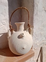 Ceramic Spanish water urn ornament , horse cart canteen, Spanish Botijo  - $155.00