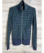 Lululemon Jacket Women 4 Blue Striped Long Sleeve Full Zip Up Pockets At... - £22.25 GBP