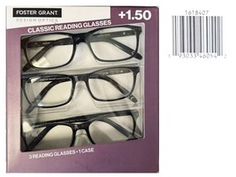 Design Optics by F.G Plastic Classic Reading Glasses +1.50 3-PK 1618407 OPEN BOX - £12.46 GBP