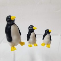 3 Penguin Figurines Vintage Family Small Yellow Beak Feet Ceramic Set - £11.18 GBP