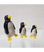 3 Penguin Figurines Vintage Family Small Yellow Beak Feet Ceramic Set - £11.21 GBP