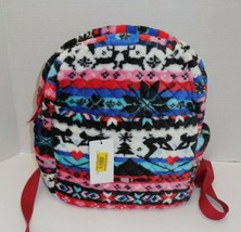 Vera Bradley Small Backpack Nordic Stripe Bag Reindeer Blue Red Fleece New - £79.48 GBP