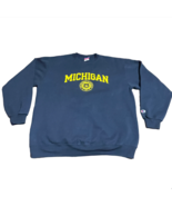 VINTAGE Michigan Wolverines Sweatshirt Mens Sz XL Champion Spellout Navy... - £27.37 GBP