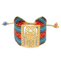Native Bracelet Women Beads Woven Hamsa Hand Bracelets Bohemian Summer Beach Ste - £30.86 GBP