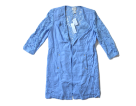 NWT Chico&#39;s Lovely Lace Mix Duster in Pale Parisian Blue Open Front Jacket 0 / 4 - £22.87 GBP