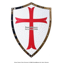 Medieval Knight Templar Crusader Metal Shield Armour with Red Cross Symbol - £44.62 GBP