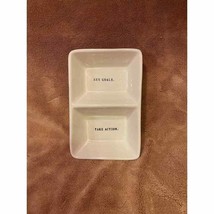 Rae Dunn Artisan Collection Divided Dish- &quot;Take Action, Set Goals&quot; - £9.30 GBP