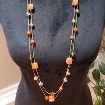 Womens Gold Tone Chunky Square Enameled Crystal Faceted Beads Station Ne... - $501.33 MXN