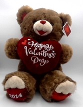 Dan Dee 2014 Brown Teddy Bear 19&quot; Plush Red Heart Happy Valentine&#39;s Day with Tag - £11.79 GBP
