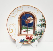 NEW Williams Sonoma Twas Santa Claus Is Coming To Town Salad Plate 8 1/4&quot; Porcel - £39.30 GBP