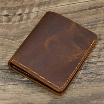 Vintage Style Mens Bifold Wallet in Genuine Brown Leather - $33.95