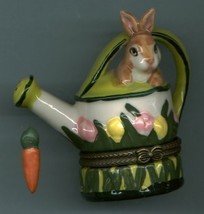BUNNY RABBIT ON WATERING CAN HINGED BOX - £8.82 GBP