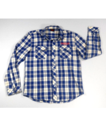 Stranger Things Blue Plaid Flannel Shirt  Button Down Long Sleeve Mens M... - £31.78 GBP