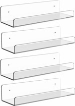 4 Pack Clear Acrylic Floating Wall Ledge Shelf For, 15&#39;&#39; Invisible Mounted - £25.48 GBP