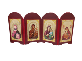 11 3/4&quot; Tetrattico 4 icone Vergine Maria Theotoko angolo di preghiera... - £8.88 GBP