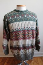 Vtg Tom Sayers XL Multicolor Fair Isle Crew Neck Sweater Acrylic Alpaca ... - £19.75 GBP