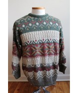 Vtg Tom Sayers XL Multicolor Fair Isle Crew Neck Sweater Acrylic Alpaca ... - £19.56 GBP