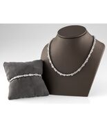 Sterling Silver Round Cubic Zirconia CZ Alternating Tennis Necklace + Br... - €980,49 EUR