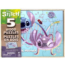 Spin Master Lilo &amp; Stitch 5-Pack Jigsaw Puzzles in Wooden Storage Box - £16.22 GBP