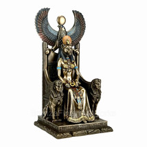 Sekhmet Sitting on Throne Ancient Egyptian Goddess of Healing Cold Cast Bronze - £78.40 GBP