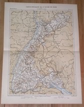 1888 Antique MALTE-BRUN Physical Map Baden Freiburg Karlsruhe Heidelberg Germany - £15.33 GBP