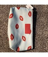 CLINIQUE x Kate Spade Red Lips Makeup Cosmetic Bag Pouch Light Blue 9”x5” - €6,84 EUR