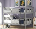 Full Over Full Bunk Bed With Ladder And Safety Guardrails, Wooden Conver... - £461.59 GBP