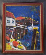Mid Century Modernist Acrylic Painting Rickety Wharf by Paul W. Holtz C1977 - $249.99