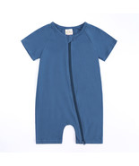 SHORT SLEEVE SHORT BABY ROMPER BLUE 3-6Mo Cotton Zipper Infant Bodysuit ... - $13.50