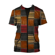 Men&#39;s Geometric Pattern Short Sleeve T-Shirt Summer Tee Polyester Size XL - £10.89 GBP